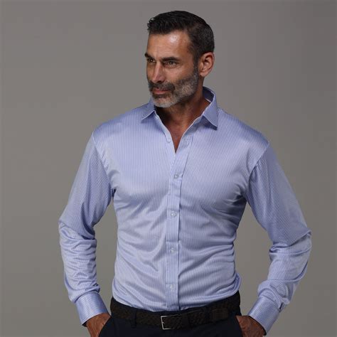 Quattro Flex Dress Shirt with Semi-Spread Collar Regent Blue Stripe ...