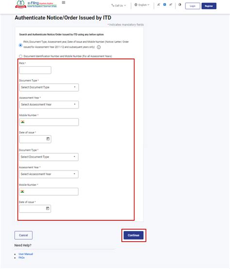 Authenticate the Notice issued by ITD User Manual | Income Tax Department
