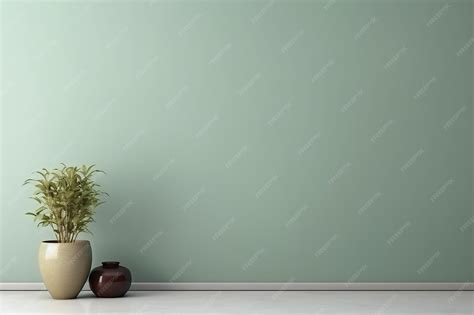 Empty room interior background sage green wall | Premium AI-generated image