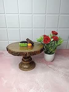 Wooded Home Wooden Cake Stand - Rustic Round Cake Holder for Parties ...