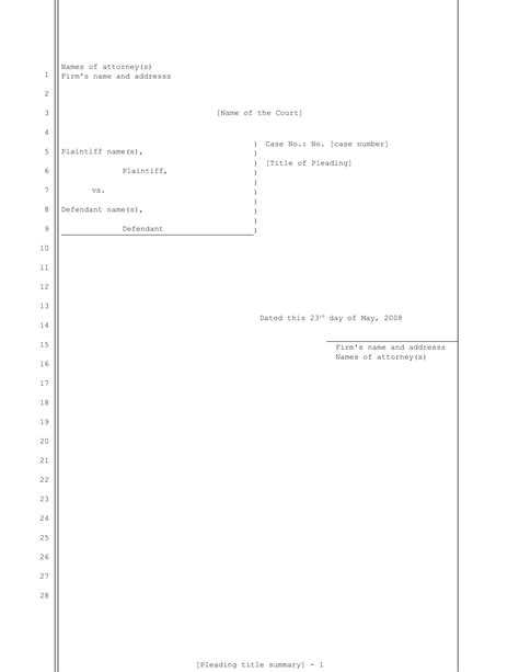 Free Printable Pleading Paper Templates [Word, PDF] Legal
