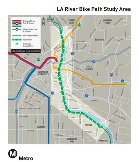 LA river bike path map - Los Angeles river bike path map (California - USA)