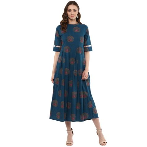 Get Multicoloured Ethnic Print Box Pleats Dress at ₹ 1249 | LBB Shop