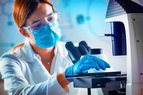 Life science research placing sample under the microscope | Premium Photo