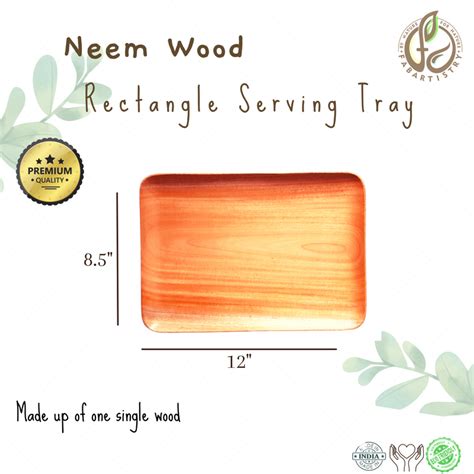 Pure Neem Wood Rectangle Serving Tray – fabartistry
