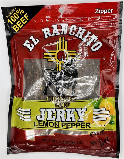 El Ranchito Lemon Pepper Crunchy Beef Jerky, 2 OZ - Savory & Tangy Meat ...