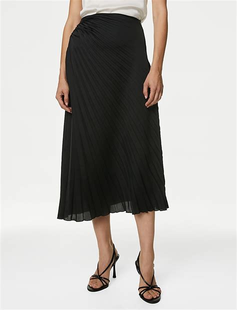Buy Pleated Midaxi Asymmetric Skirt at Marks & Spencer