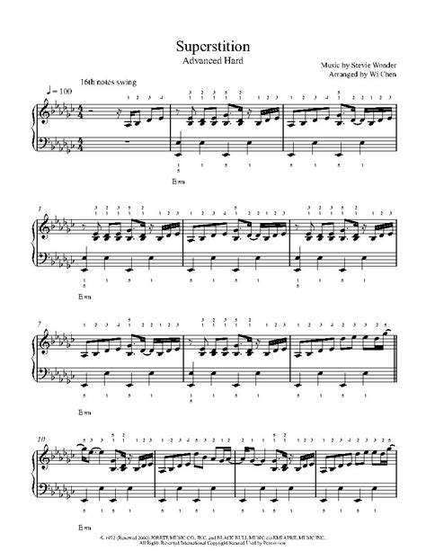 Superstition by Stevie Wonder Piano Sheet Music | Advanced Level ...