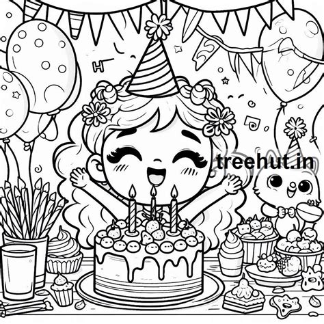 Cute Birthday Party Coloring Pages