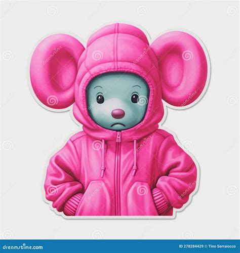 Sticker Kaws Type Wearing Hot Pink Hoodie,Generater by AI Stock ...