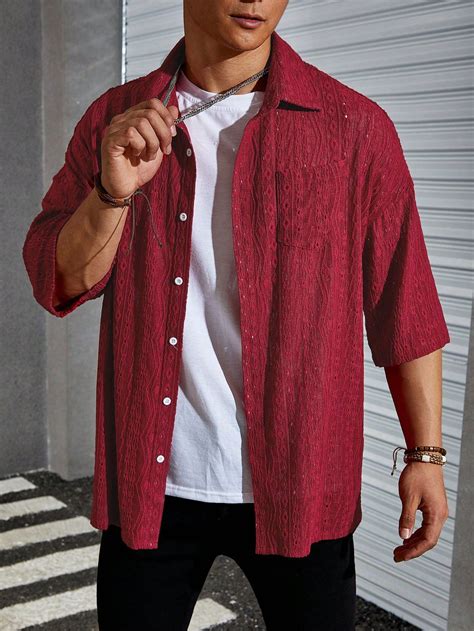 Men Solid Drop Shoulder Shirt in 2024 | Red shirt men, Red jacket men ...