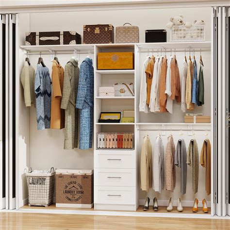 Closet System with Drawers, 5-8FT Closet Organizer Systems with ...