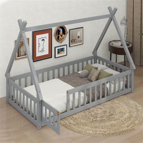 Ophelia & Co. Tent-Shaped Floor Bed With Guardrails And Door - Wayfair ...