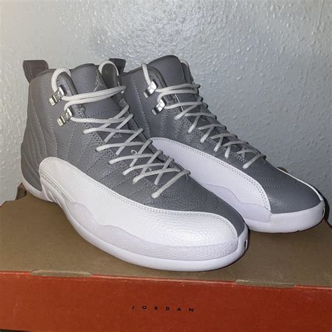 Air Jordan retro 12 Stealth white/cool grey Size... - Depop