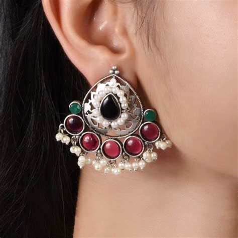 Trisha Ethnic Pearl Drop Stud Earrings – Alankaara