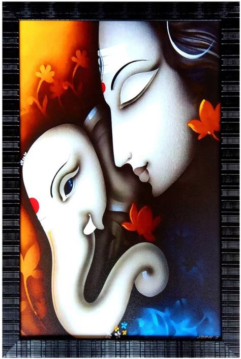 Art collection decorative lord ganesha with lord shiva photo frames ...