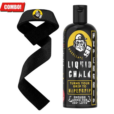 Muscleape Weight Lifting Straps Wrist Supporter With 200ml Liquid Chal