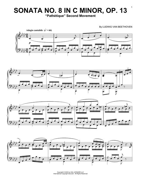 Sonata In C Minor, Op. 13 'Pathetique' (2nd Movement) by Ludwig Van ...