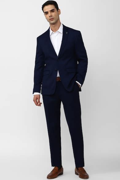 Buy Men Navy Solid Formal Two Piece Suit Online - 937784 | Peter England