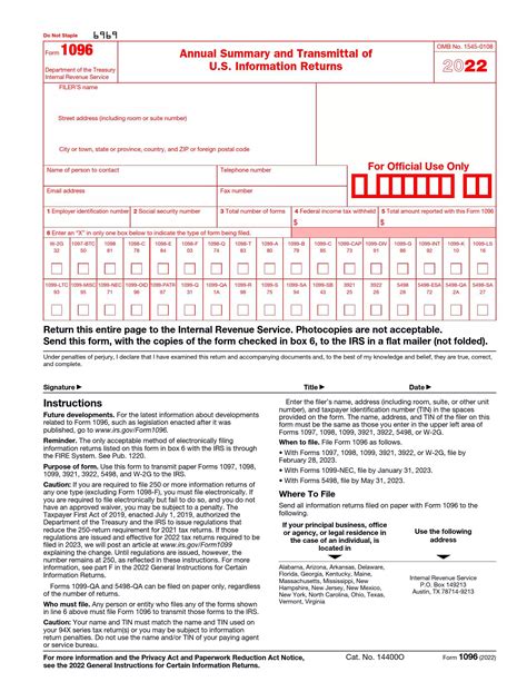 IRS Form 1096 ≡ Fill Out Printable PDF Forms Online