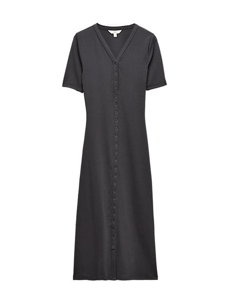 Buy Cotton Rich Ribbed V-Neck Midi Column Dress at Marks & Spencer