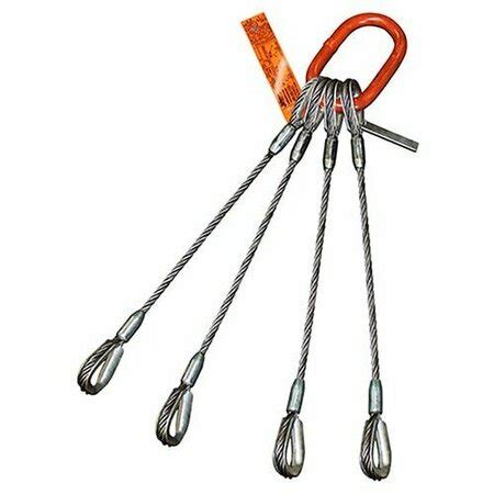 Hsi Four Leg Wire Rope Sling, 1 in dia, 14 ft Length, Heavy Duty ...