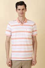 Buy Men White Striped Polo Neck T-shirt Online - 39948339 | Allen Solly