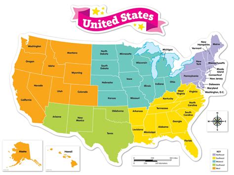 Map Of The Us With A Compass - Printable Map Of The US