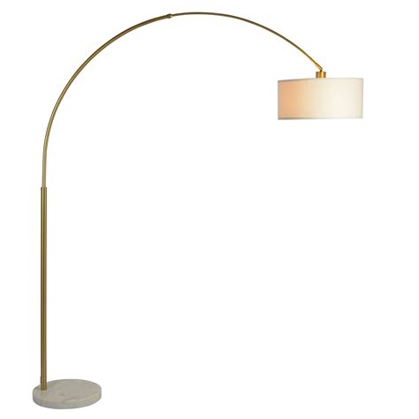 Mercer41 Beaufain 84'' ARCH GOLD BRASS FLOOR LAMP WITH LARGE LINEN ...