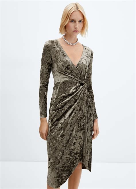 Velvet knot dress - Women | MANGO OUTLET USA