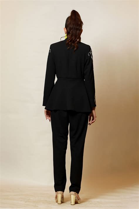 Dramatic Baroque collarless peplum jacket Co-ord set