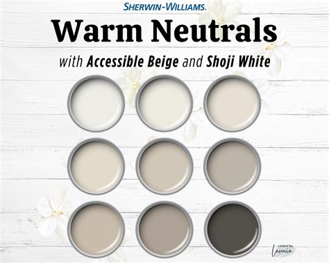 Warm Neutrals Color Palette With Sherwin Williams Accessible Beige, Shoji White Paint Colors ...
