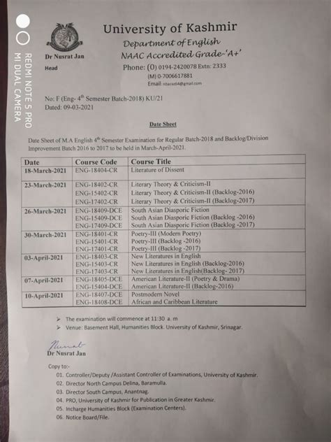 English, University of Kashmir