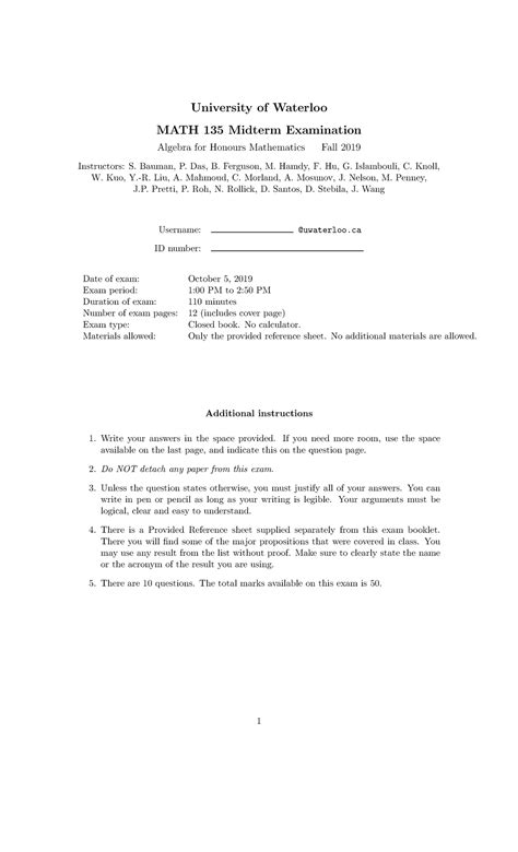 Math135-f2019-midterm - University of Waterloo MATH 135 Midterm ...