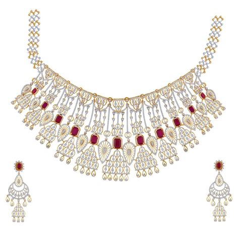 14 Kt Gold & Diamond Necklace Set | Diamond - Reliance Jewels
