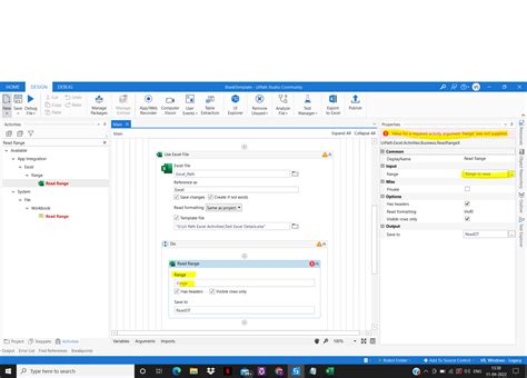 Image result for UiPath 2021 Version 10.4 Excel Read Range Example