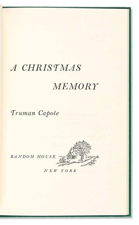 Lot - CAPOTE, TRUMAN. A Christmas Memory.