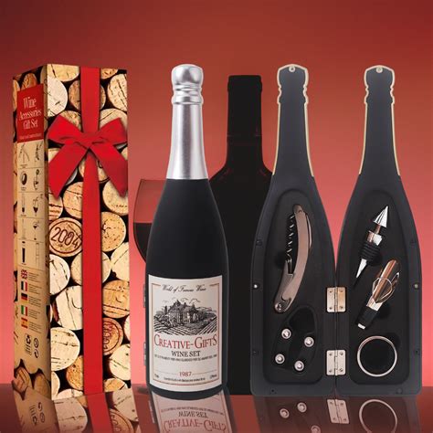 Newest Burgundy Bottle Shaped Wine Opener Gift Set - uuhom