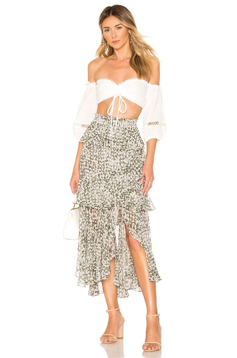 MISA Los Angeles Joseva Skirt in Green Floral | REVOLVE