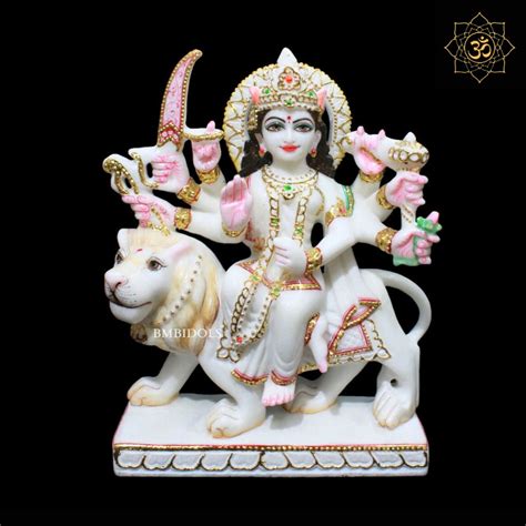 White Marble Durga Maa Murti in 1feet for Homes and Temples – BMBIDOLS