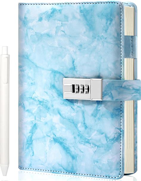 Amazon.com: Kutoda Marble Diary with Lock, 192 Pages College Ruled ...