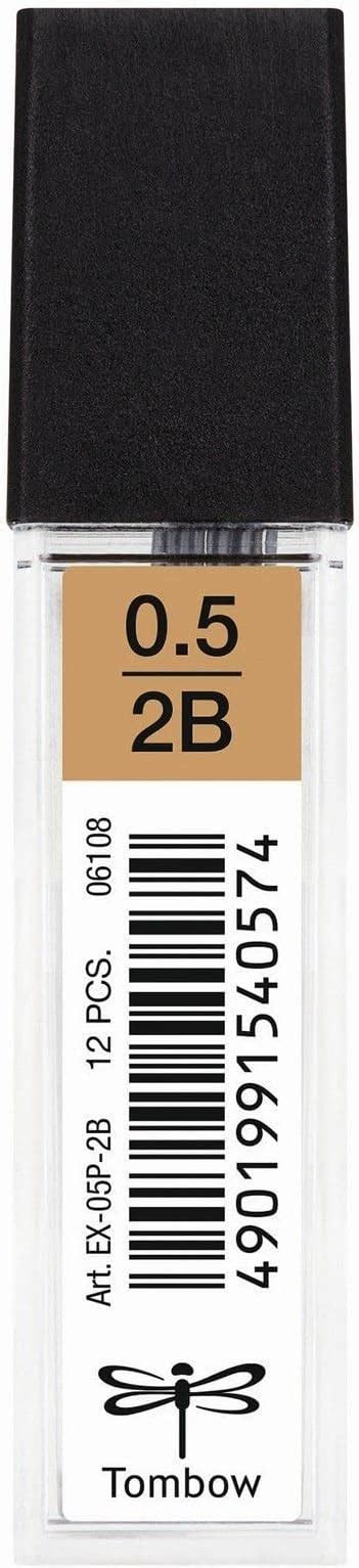 Tombow Mechanical Pencil Lead Tube| 12 leads per tube|0.5mm|2B|Pack of ...