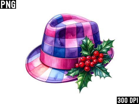 Holiday Fedora with Holly Berries PNG Graphic by Art King @ · Creative ...