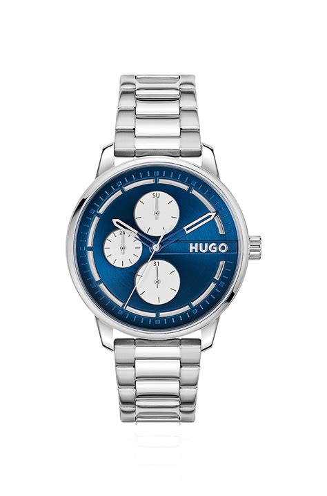 HUGO - Silver-tone watch with blue dial - Silver