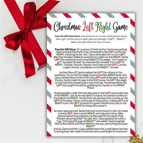 Left right christmas game story pass the parcel white elephant gift ...
