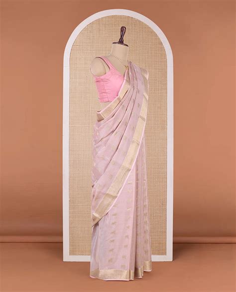 Peach Pichwai cow motifs Mysore silk saree, traditional zari border, a