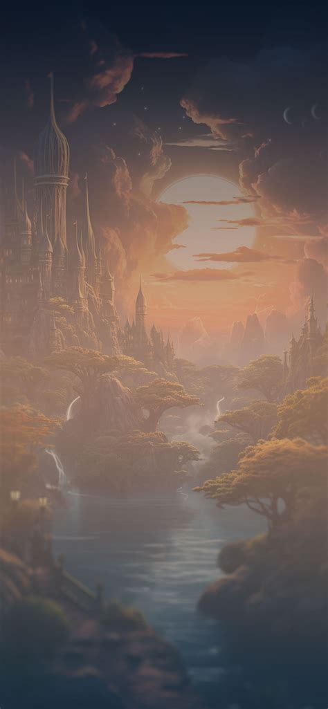 Sun & Elven Castle Landscape Wallpapers - Fantasy Wallpaper 4k