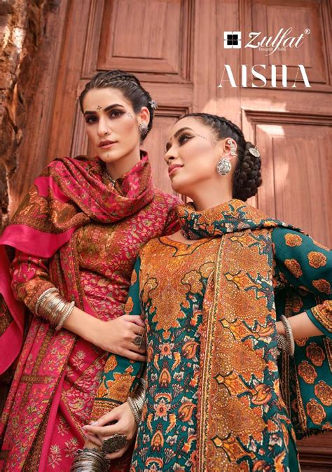 ZULFAT DESIGNER SUITS AISHA DIGITAL PRINTS WOOLEN PASHMINA WINTER SUITS ...