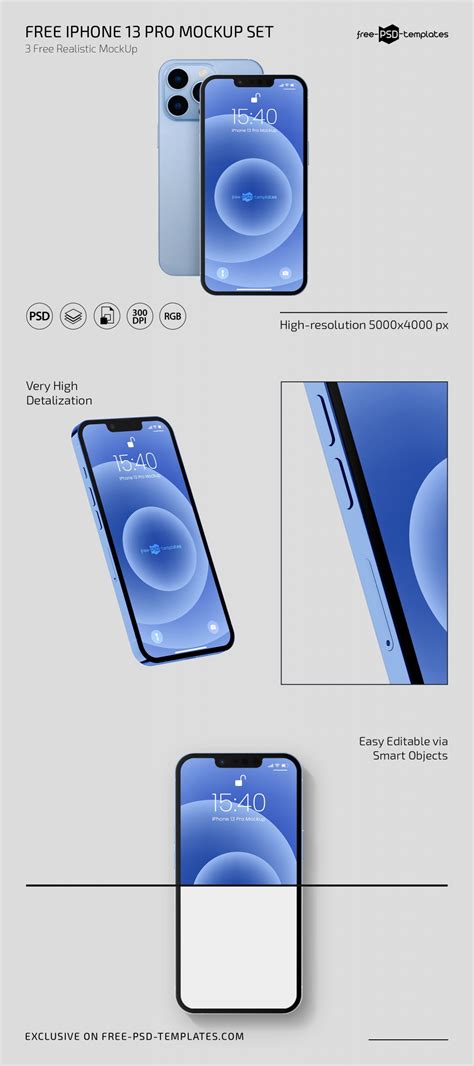 Free iPhone 13 Pro Mockup Template Set – Free PSD Templates