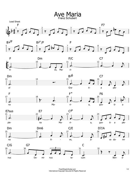 Ave Maria - Sheet Music - FreewheelinGuitar.com